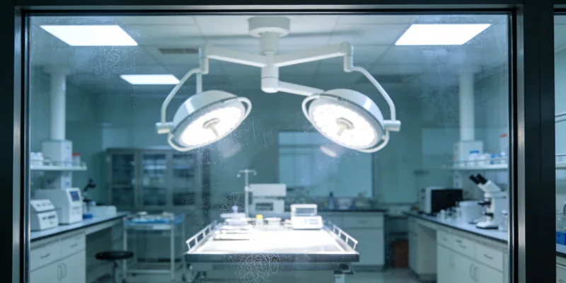 专业检验人员正在处理脑脊液检测