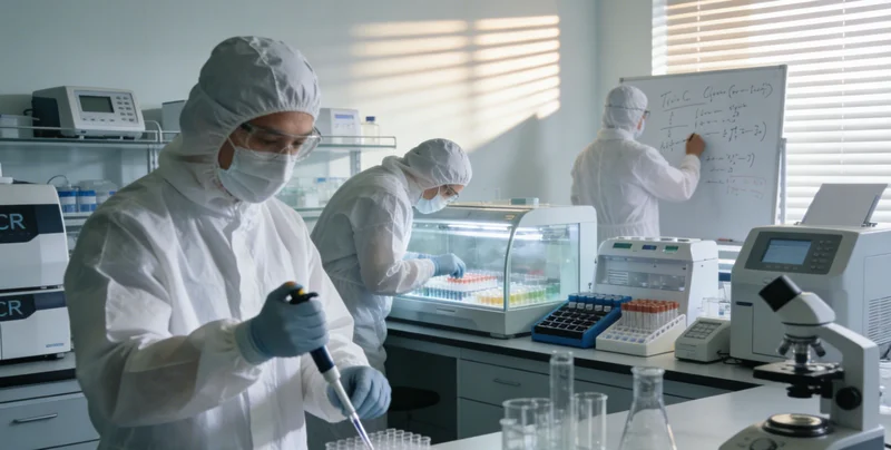 在专业的咨询室内,遗传咨询师正在为女性客户详细讲解基因检测报告