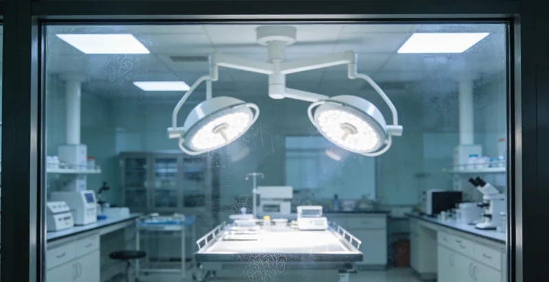 展示实验室场景与DNA分子结构