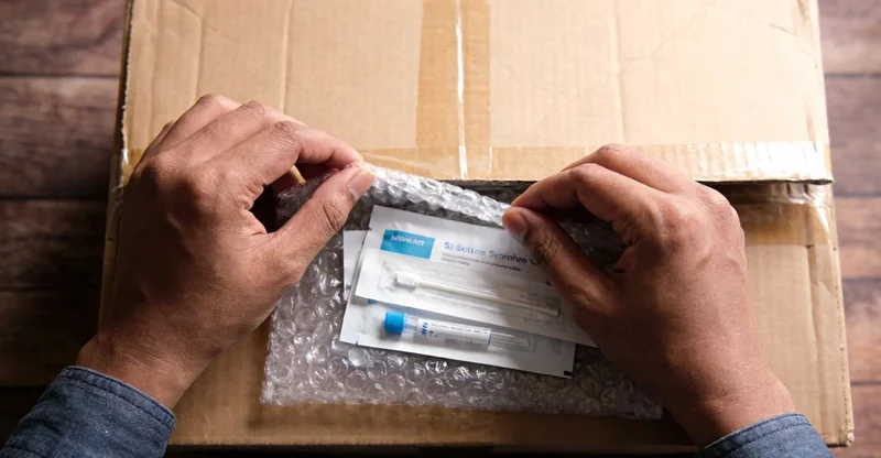 医生在诊室向患者讲解基因检测报