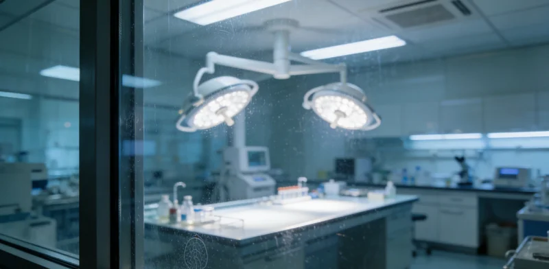 在诊室中，医生正指着电脑屏幕上的基因检测报告，向患者进行详细解释