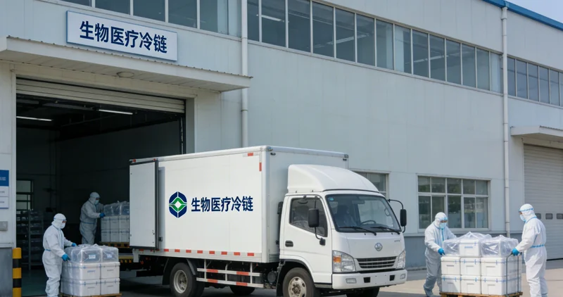 标注有生物标志的冷链运输箱，正