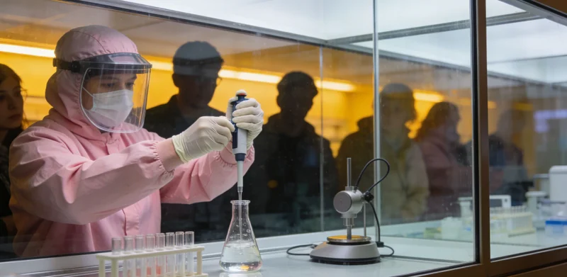 展示现代化基因测序实验室内部的高科技仪器与工作场景