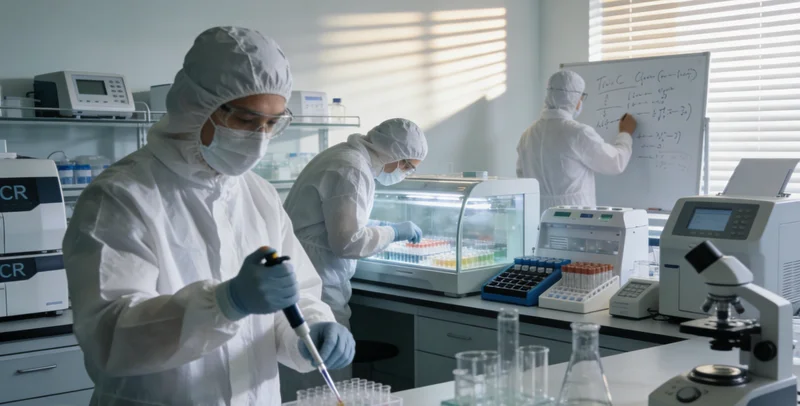 展示先进的基因测序实验室内部与