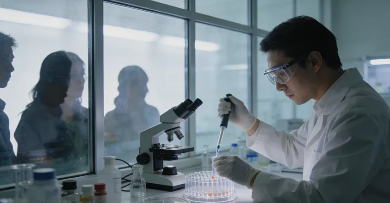 传统微生物培养实验室场景，示意