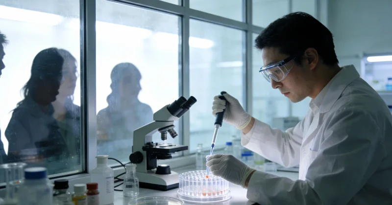 现代基因测序实验室内部，技术人