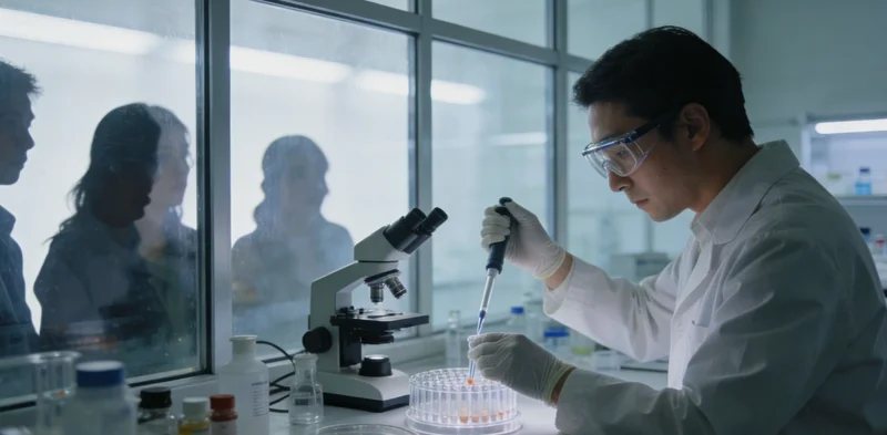 实验室内技术人员正在进行脑脊液