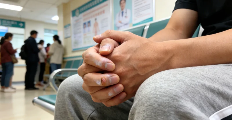 白城家庭在诊所咨询医生，面露关