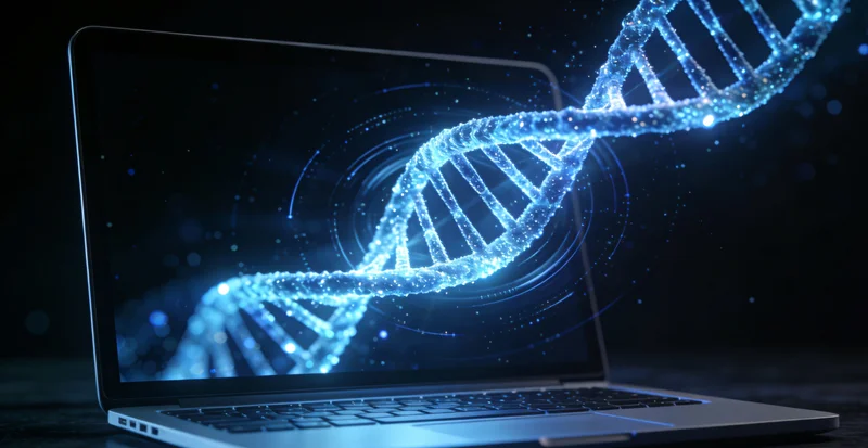 概念图:DNA双螺旋与多种微生