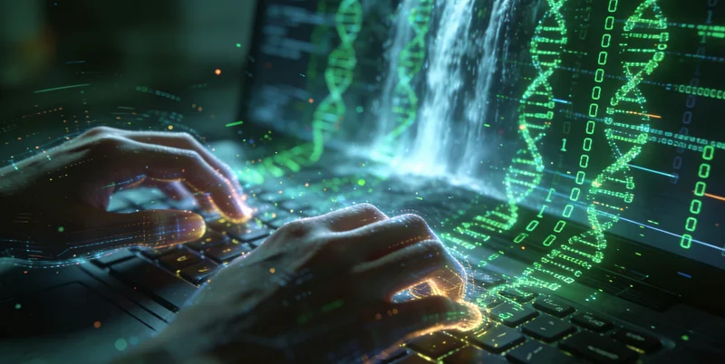 一位医生在实验室分析基因测序数