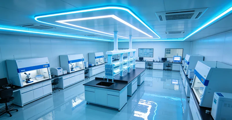 专业实验室内的精密检测仪器工作