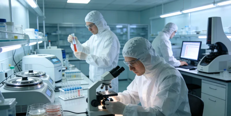 技术人员在生物安全柜内规范处理