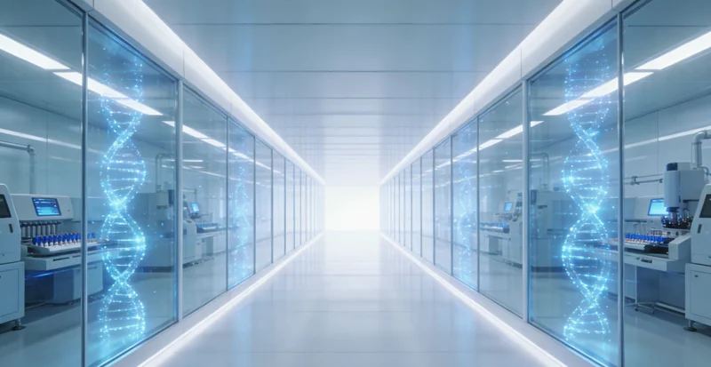 医生正在诊室内，结合基因检测报