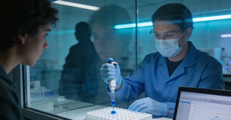 医生在诊室内,正指着电脑屏幕上