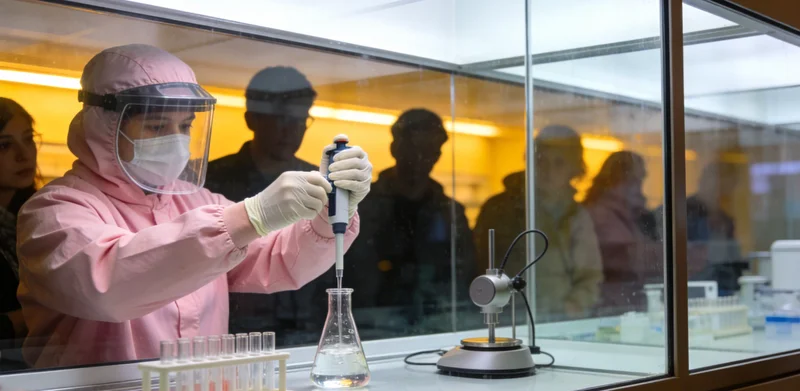 实验室技术人员正在操作精密仪器