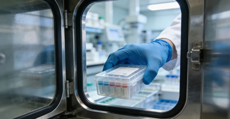 遗传咨询师正在办公室内，对着电