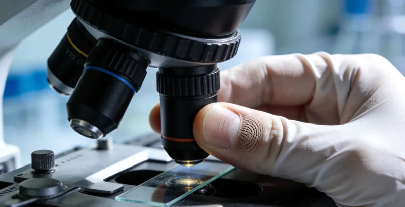 专业医生正在电脑前仔细分析基因