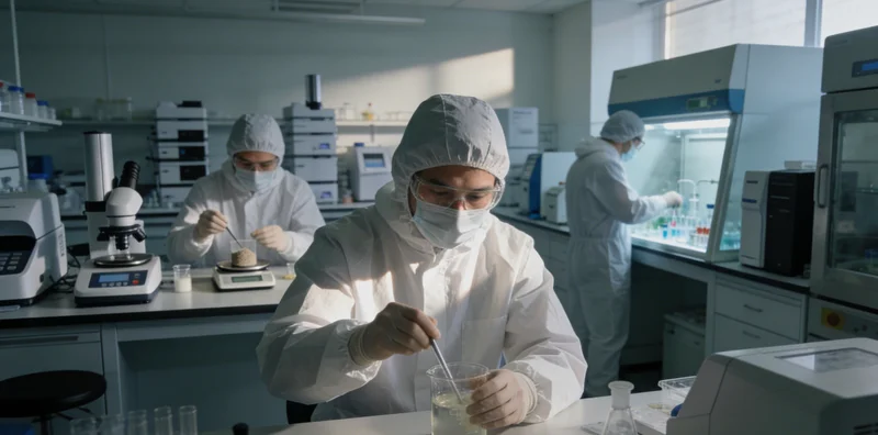 科研人员操作基因测序仪,分析D