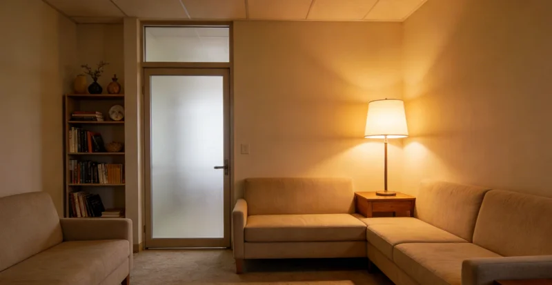 一位女性在咨询室与医生沟通,手