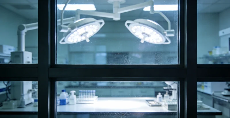 医生在办公室电脑前，仔细查看一