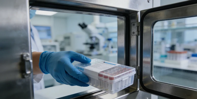 一份清晰的基因检测报告叠加在烟台滨海风光背景上,寓意科技守护本地健康