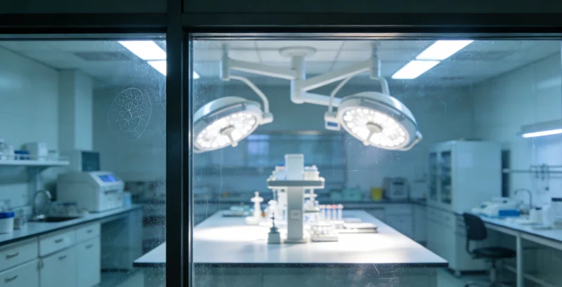 一位专业人士在实验室中操作精密