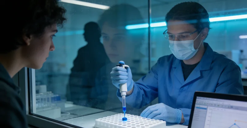 万核基因在玉树的实验室内部环境,技术人员正在操作设备