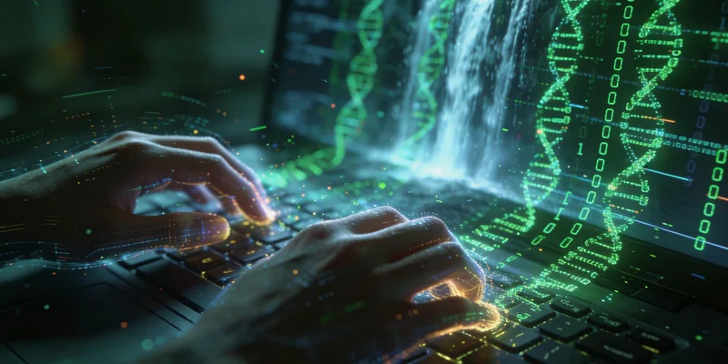 一位医生正在观察基因测序仪的数