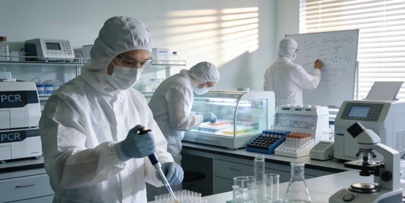 专业技术人员在分子实验室内进行