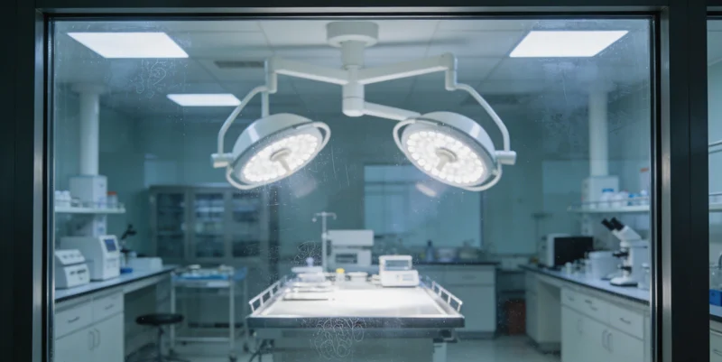 专业基因检测实验室内部，技术人员操作精密仪器