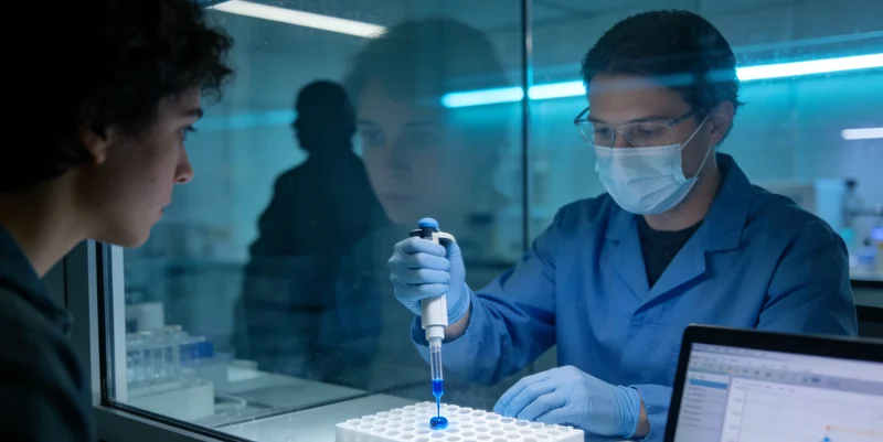 实验室中高通量测序仪正在进行基