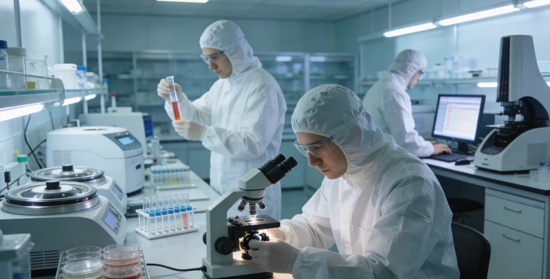 一位女性在家中通过平板电脑查看基因检测报告,并与屏幕中的医生进行视频沟通