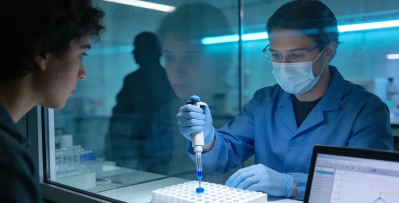 高科技实验室中，专业人员操作高