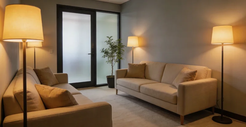 一位中年女性在诊室内与医生沟通