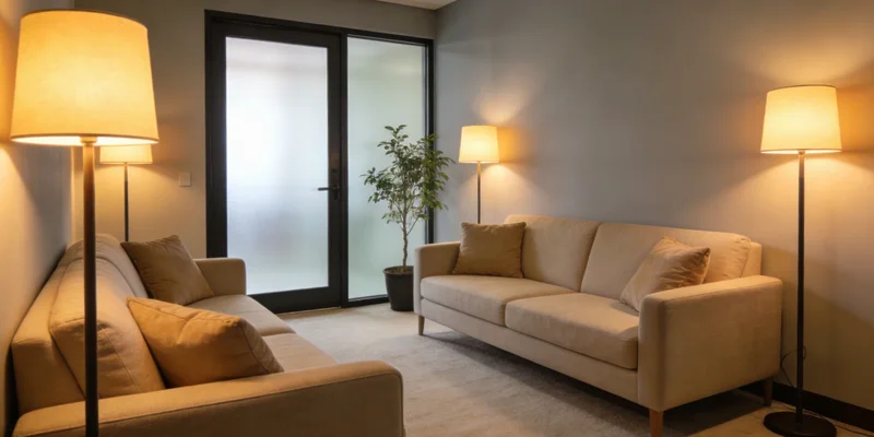 一对夫妇在咨询室内，共同观看并