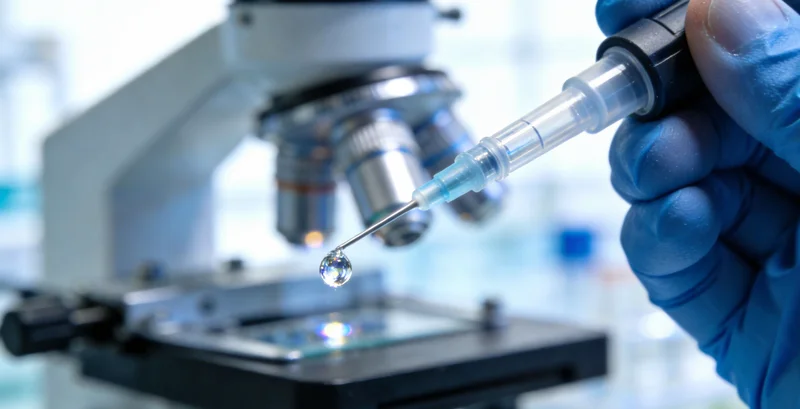 医生进行腹腔穿刺操作示意图，以