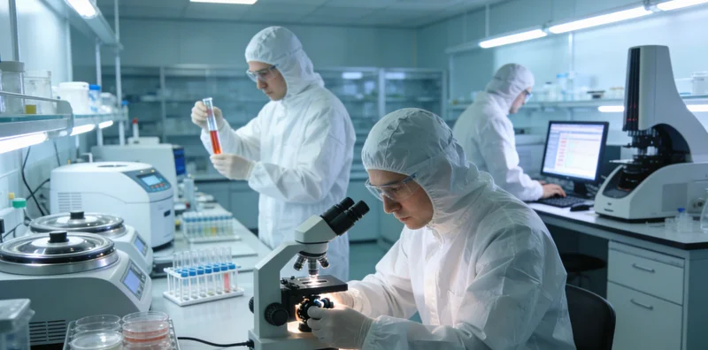 实验室内,身穿白大褂的技术人员