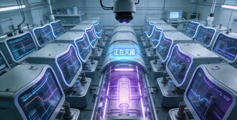 实验室基因测序仪器工作场景