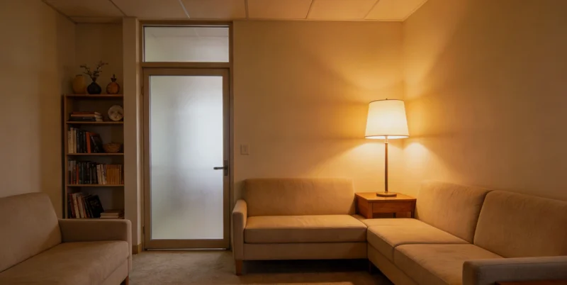 医生在办公室内,与患者家属一起