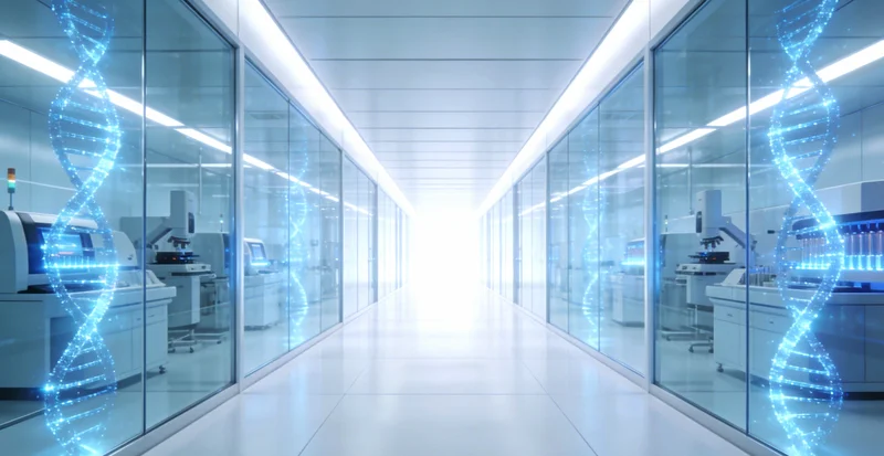 医生在诊室内向咨询者解释基因检