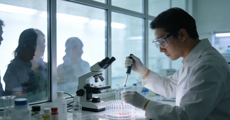 专业实验室内，技术人员在生物安