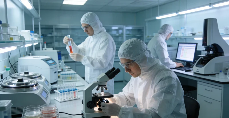 电脑屏幕上显示着复杂的细菌基因