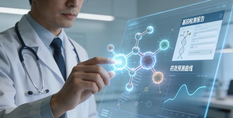 临夏家庭与医生共同查看基因检测
