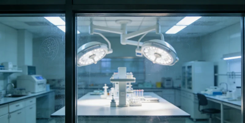 一位医生正在实验室显微镜下观察