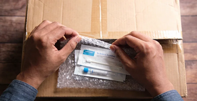 医护人员正在轻柔地为患者进行鼻