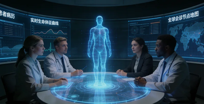 和田家庭在一起讨论健康决策温馨