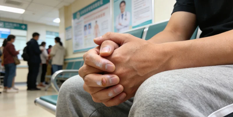 台州某医院检验科窗口前人们排队