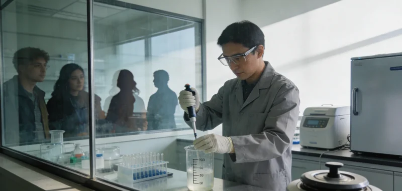 专业医学实验室内,技术人员操作