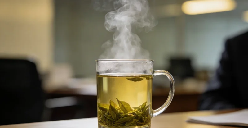 在诊室中，医生正用手指着报告上