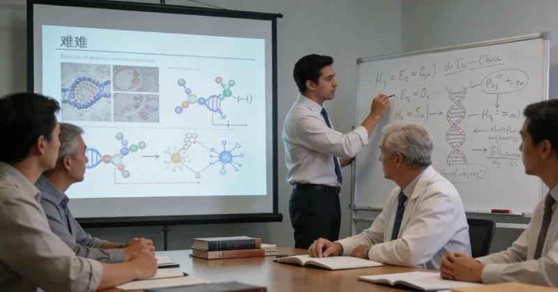 医生在办公室查看医学检验报告单